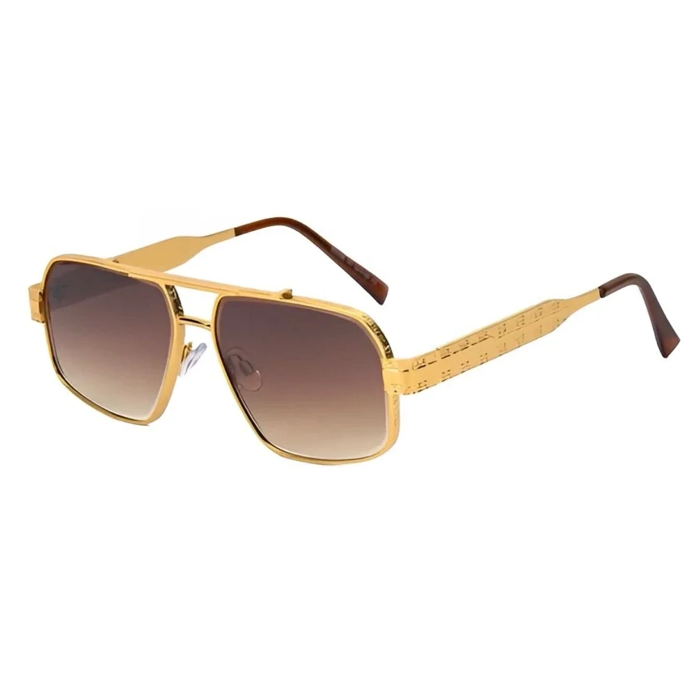 Mens Hip Hop Sunglasses Square Brown Gradient‎ Lens Textured Frame UV400 Lentes
